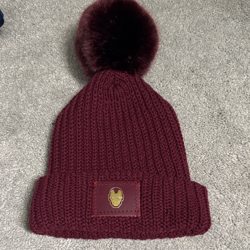 Love Your Melon Burgundy Knit Beanie with Pom Pom